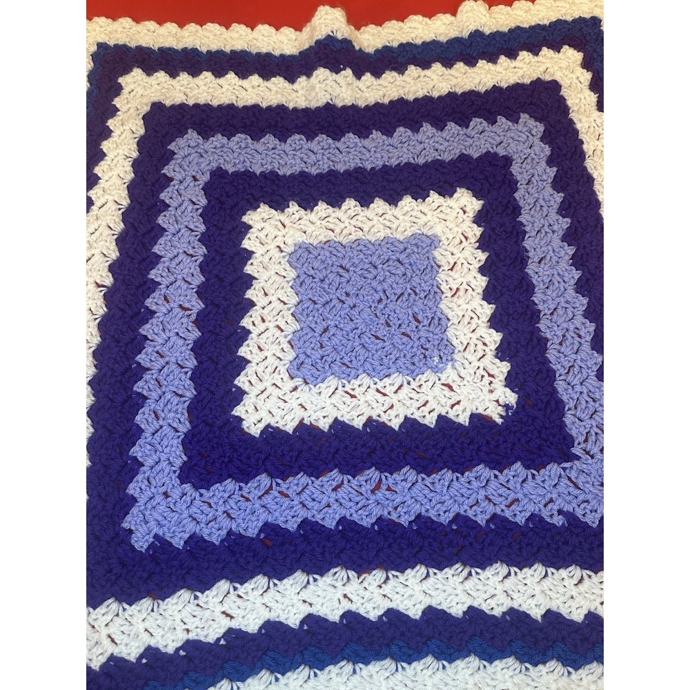 Crocheted Lap Blanket Purple White